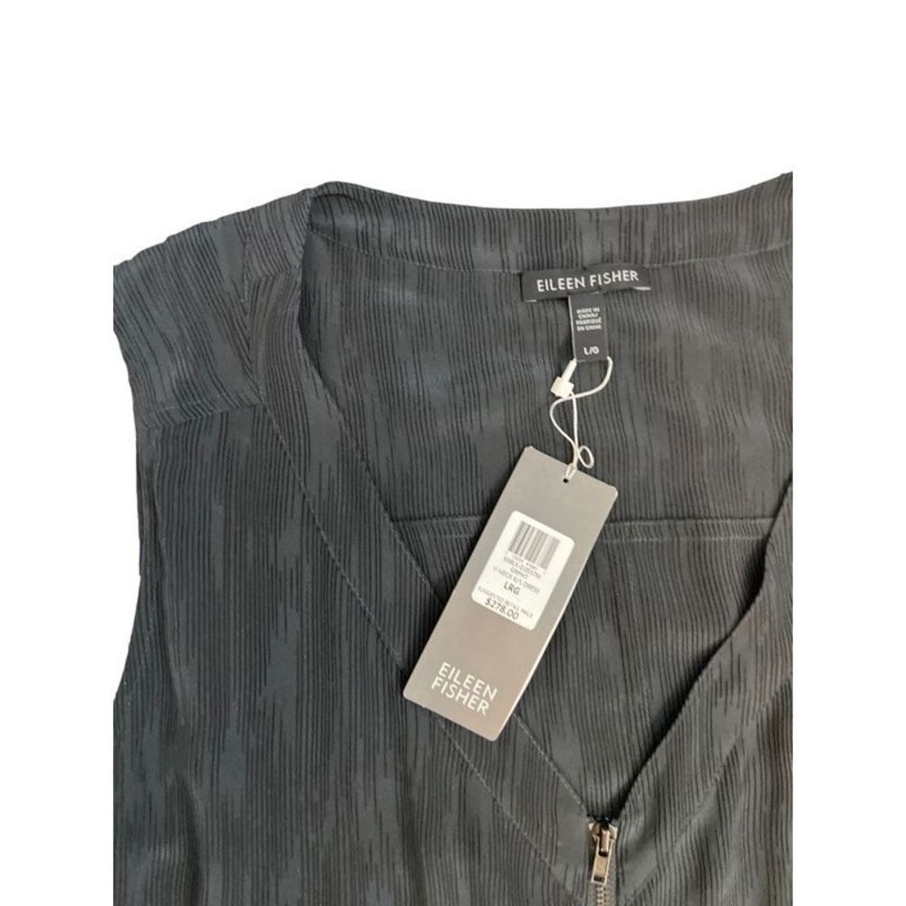 Eileen Fisher Print Silk V-Neck Front Zip Dress with Pockets - Size Large - $278 - Picture 5 of 8
